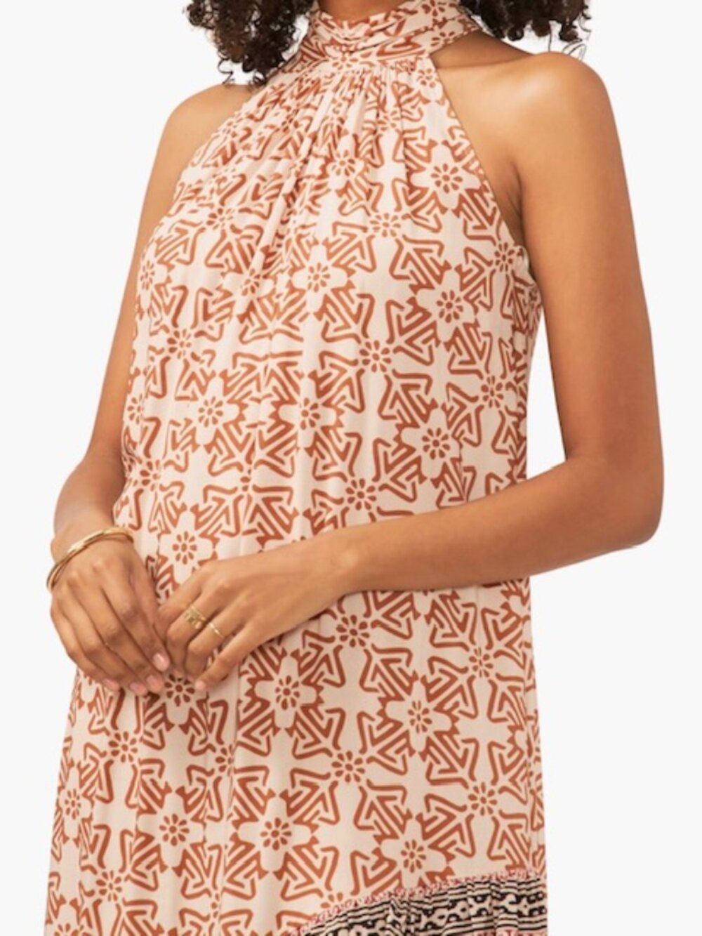 Vince Camuto Women's Asymmetrical High-Low Halter-Neck Maxi Dress, Brown, Size M - Picture 3 of 9